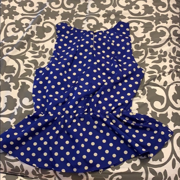 Blue and white polka dot peplum top - Picture 2 of 2
